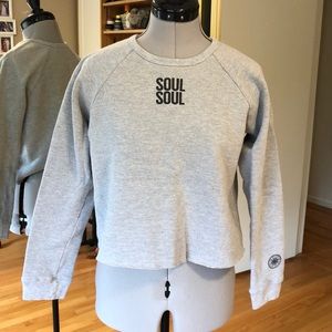 Soul cycle Gray Cropped Crewneck Sweatshirt S